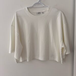 Babaton White Cropped Short Sleeve Tee
